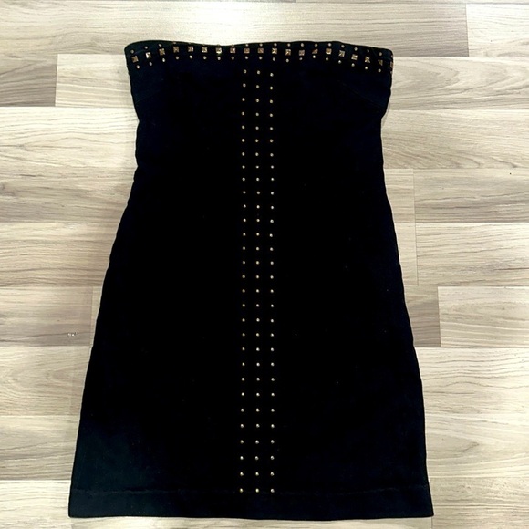 Highway fears Black studded strapless dress Sz L - Picture 1 of 4